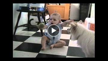 Dog Teaches Baby to Play Fetch with Her