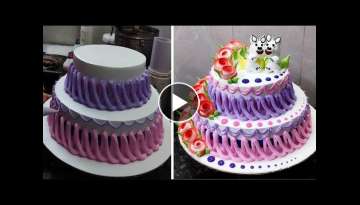 Beautiful Two Tire Flowers Decorating Birthday Cake Ideas | Teddy Bears On The Cake Decorating