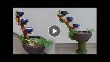 Amazing Ideas from Cement - DIY Beautiful Mini Waterfall Aquarium